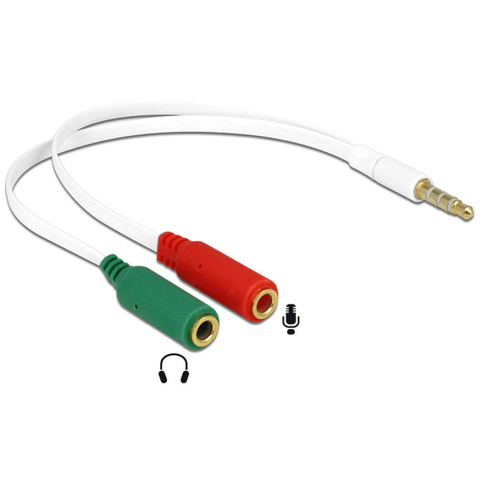 Audio Adapter | 2x 3,5mm Buchse Stecker auf 3,5mm Klinke Stecker (4pol) | Delock