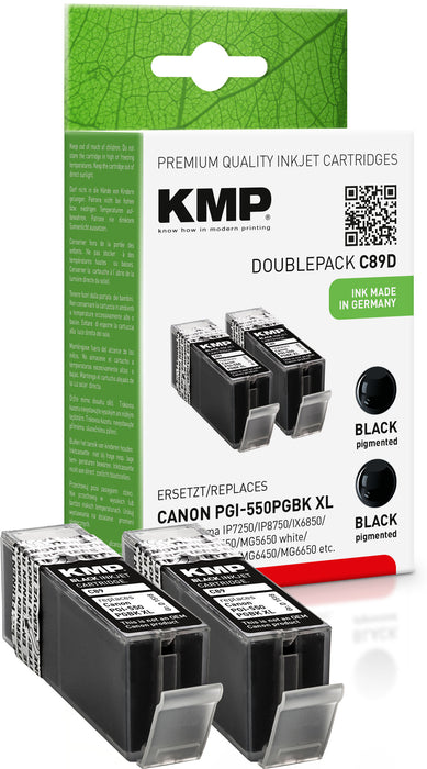 Tintenpatronen | Canon | PGI-550 XL | Schwarz | 2er Pack | KMP