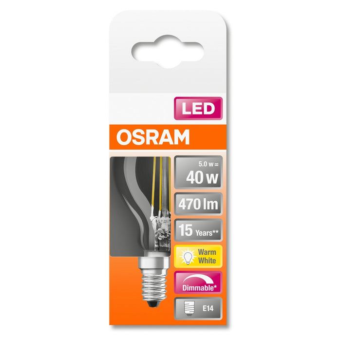 LED-E14 4,4W 470lm MiniGl DIM Fil Osram
