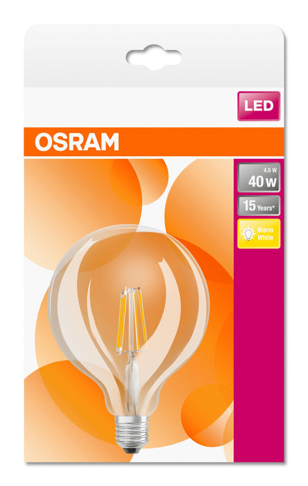 LED-E27 4,5W=40W | Globe | 470lm | warmweiß | Filament | Osram