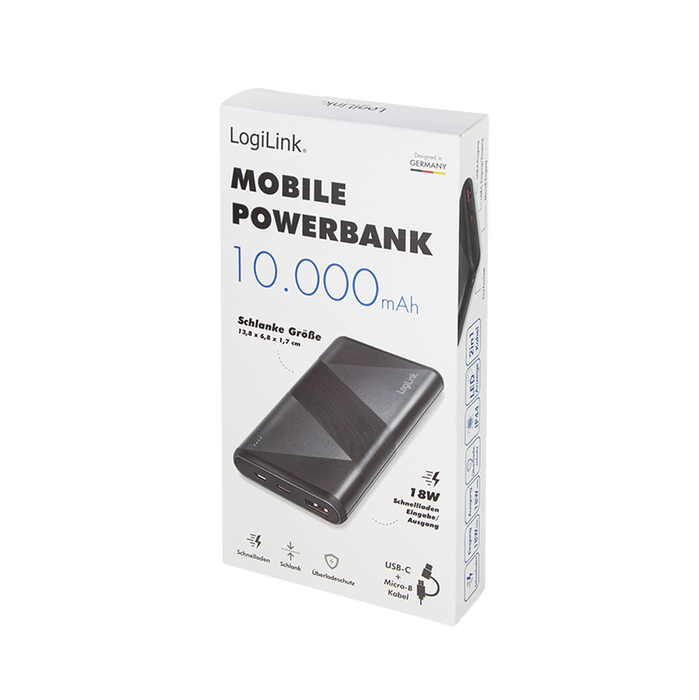Powerbank 10Ah LogiLink PD2.0 & QC3.0